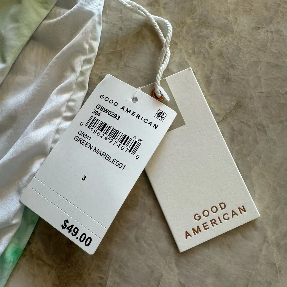 New. Good American green‎ marble bikini. M-top/L-bottom . Retails $99